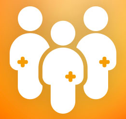 iconografia de pessoas com uma cruz da saúde na altura da cintura representando a bolsa de ostomia